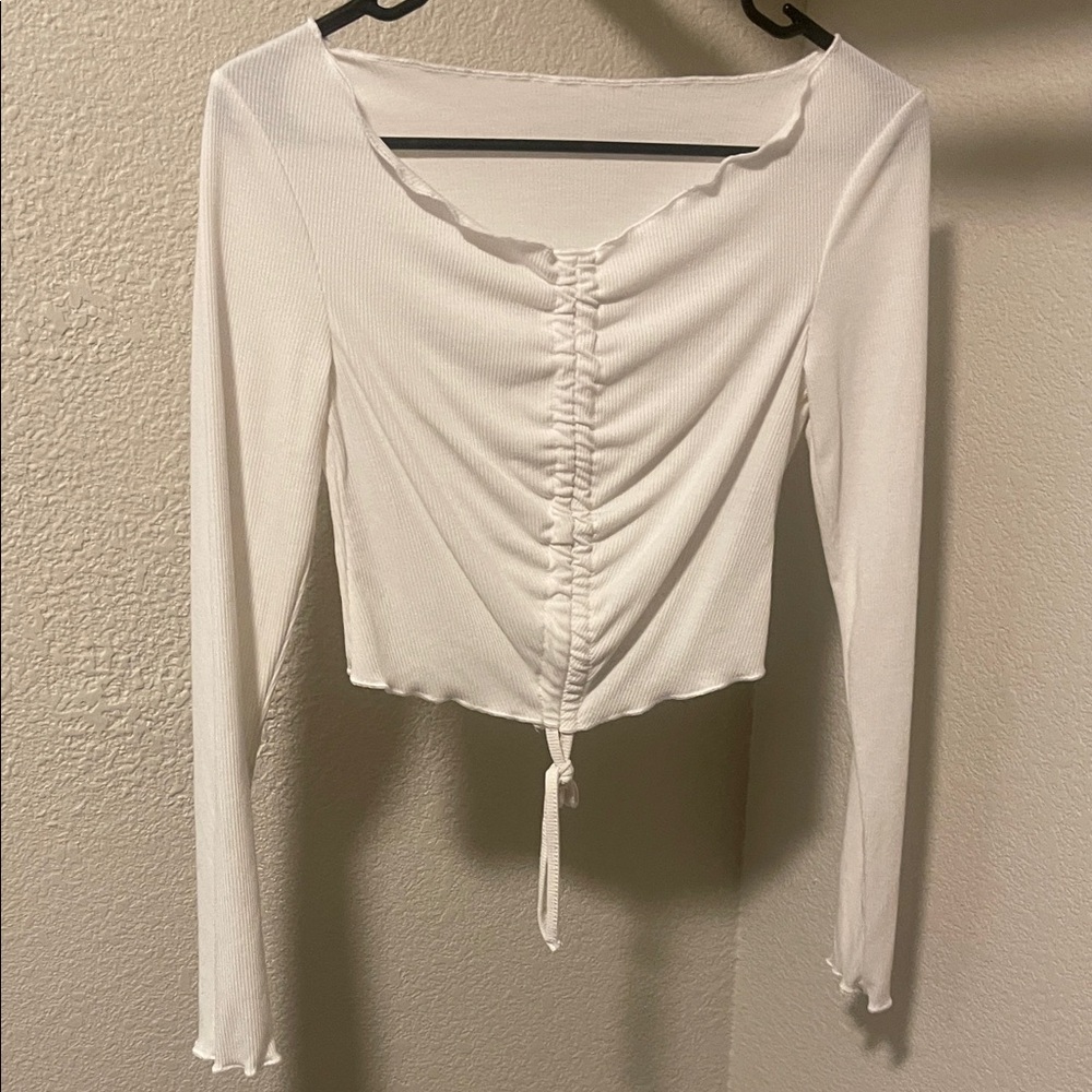 SHEIN White Ruched Crop Top